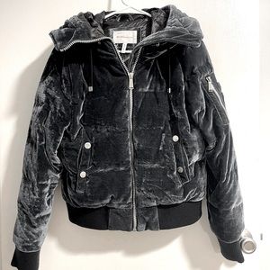 BCBGGeneration velvet hooded quilted bomber jacket